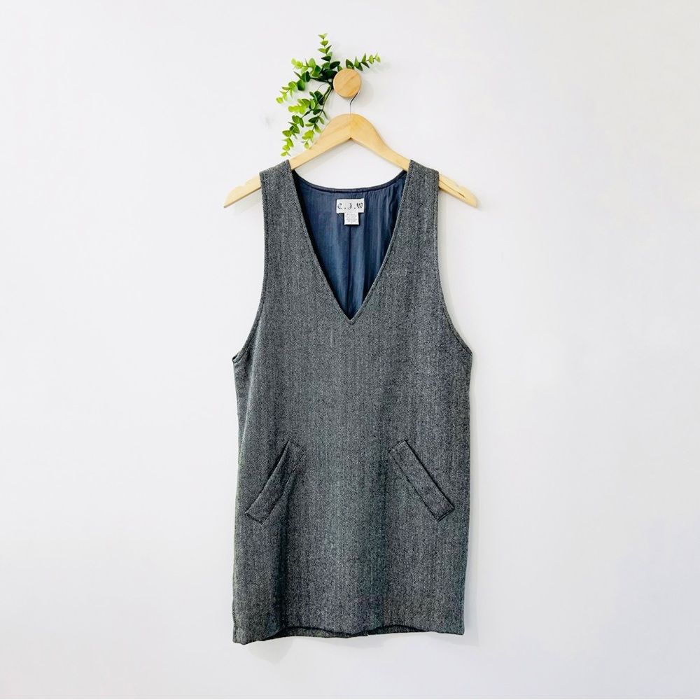 Vintage C.J.L. Wool Blend V-Neck Mini Sleeveless Preppy Vest Dress